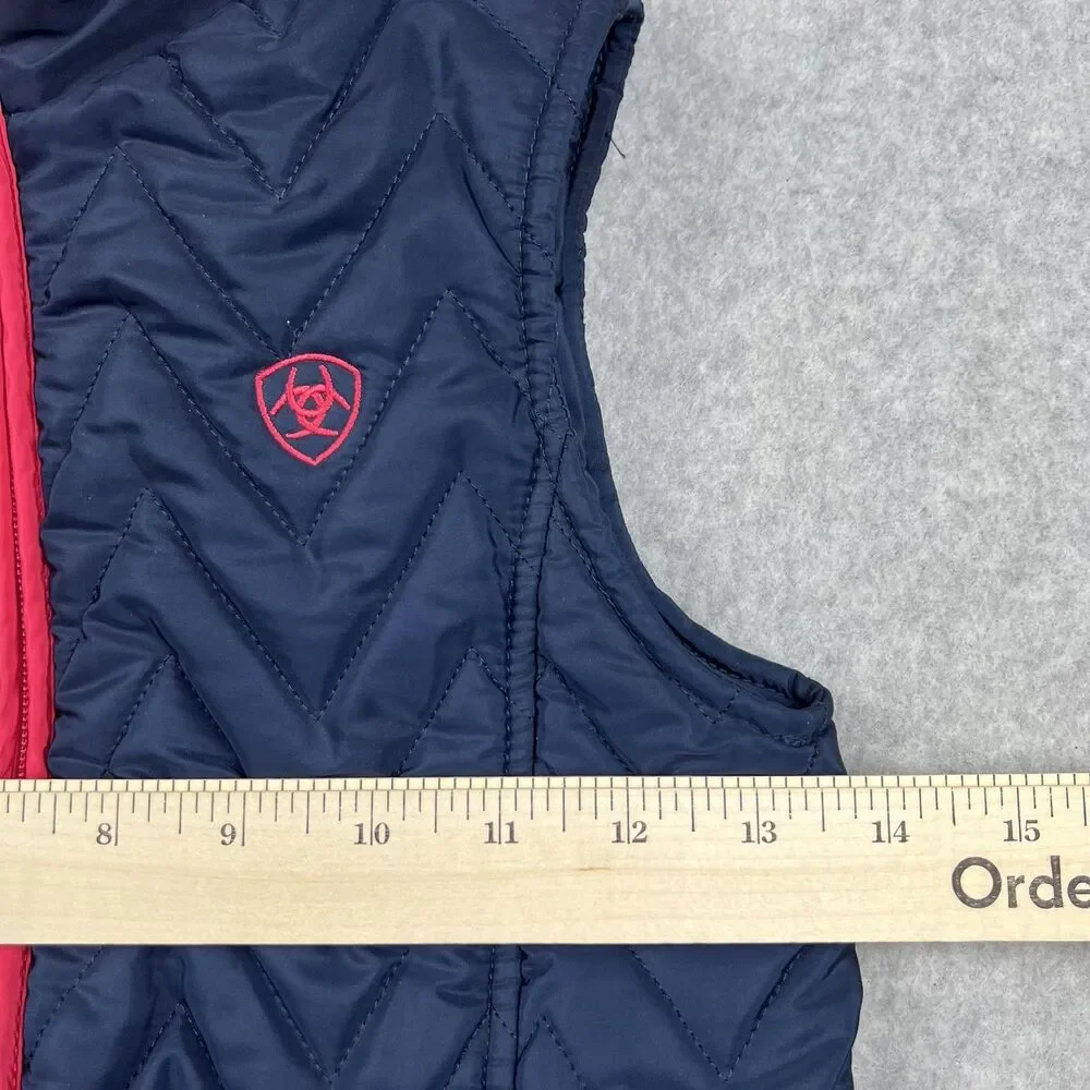 Ariat Girls 8 Navy Quilted Insulated Vest Western Equestrian Ranch Outdoor